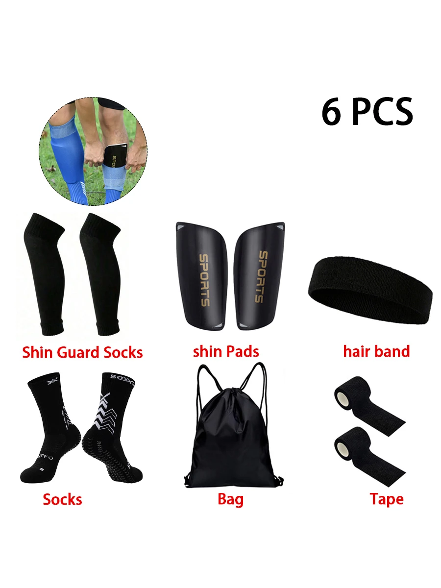 

Набор из 6 предметов, новые спортивные нескользящие футбольные носки, носки для фитнеса, сумка для мяча на шнурке, бандажные носки с защитой ног, чехол с капюшоном