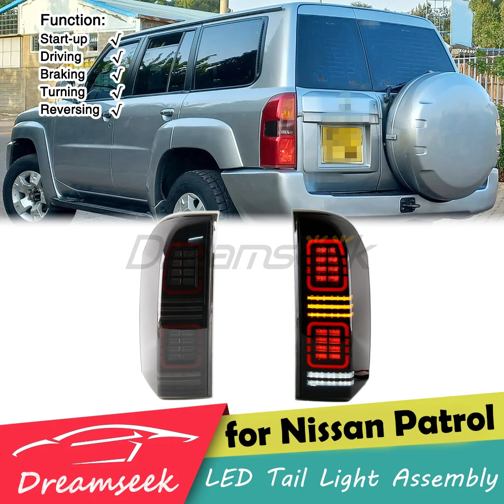 LED Rear Brake Tail Light Assembly for Nissan Patrol Y61 Facelift Model 2005-2022 Driving Reversing Lamp w/ Dynamic Turn Signal