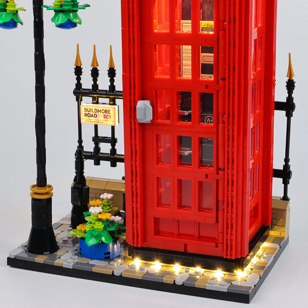 No Model LED Light Set For Red London Telephone Box 21347 Building Blocks Collectible Bricks DIY Toys Only Lighting Kit