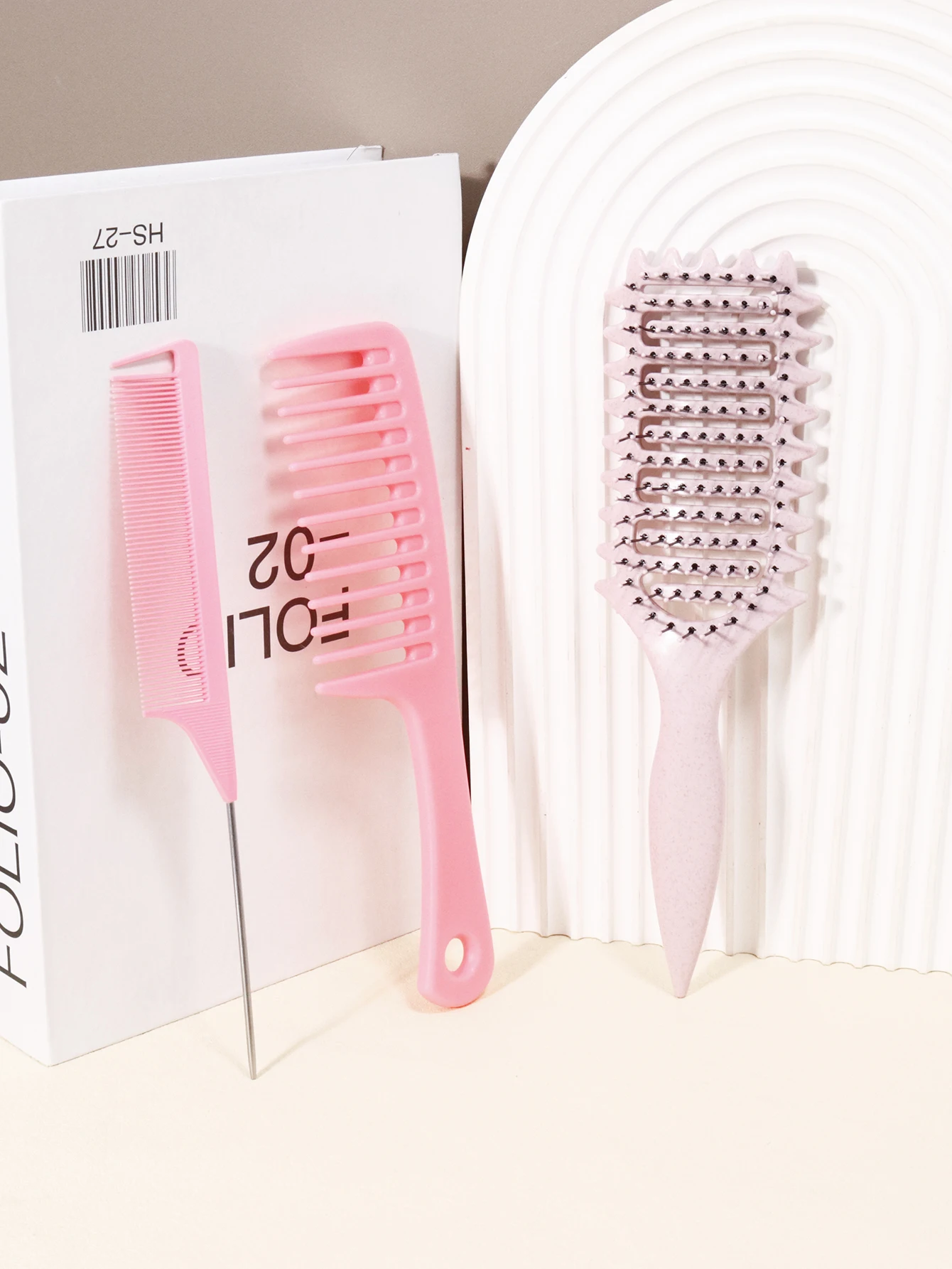3-teiliges Haarkamm-Set, Stylingbürste für lockiges Haar, Kamm mit spitzer Spitze, Kamm mit breiten Zinken, speziell für Echthaarperücken – Detail 3