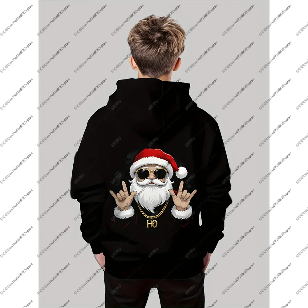 Uomo Bambini Regalo Top Tee Ragazzi Autunno Casual Pullover T Shirt Abbigliamento sportivo Natale Babbo Natale Felpa con cappuccio a maniche lunghe alla moda Calda