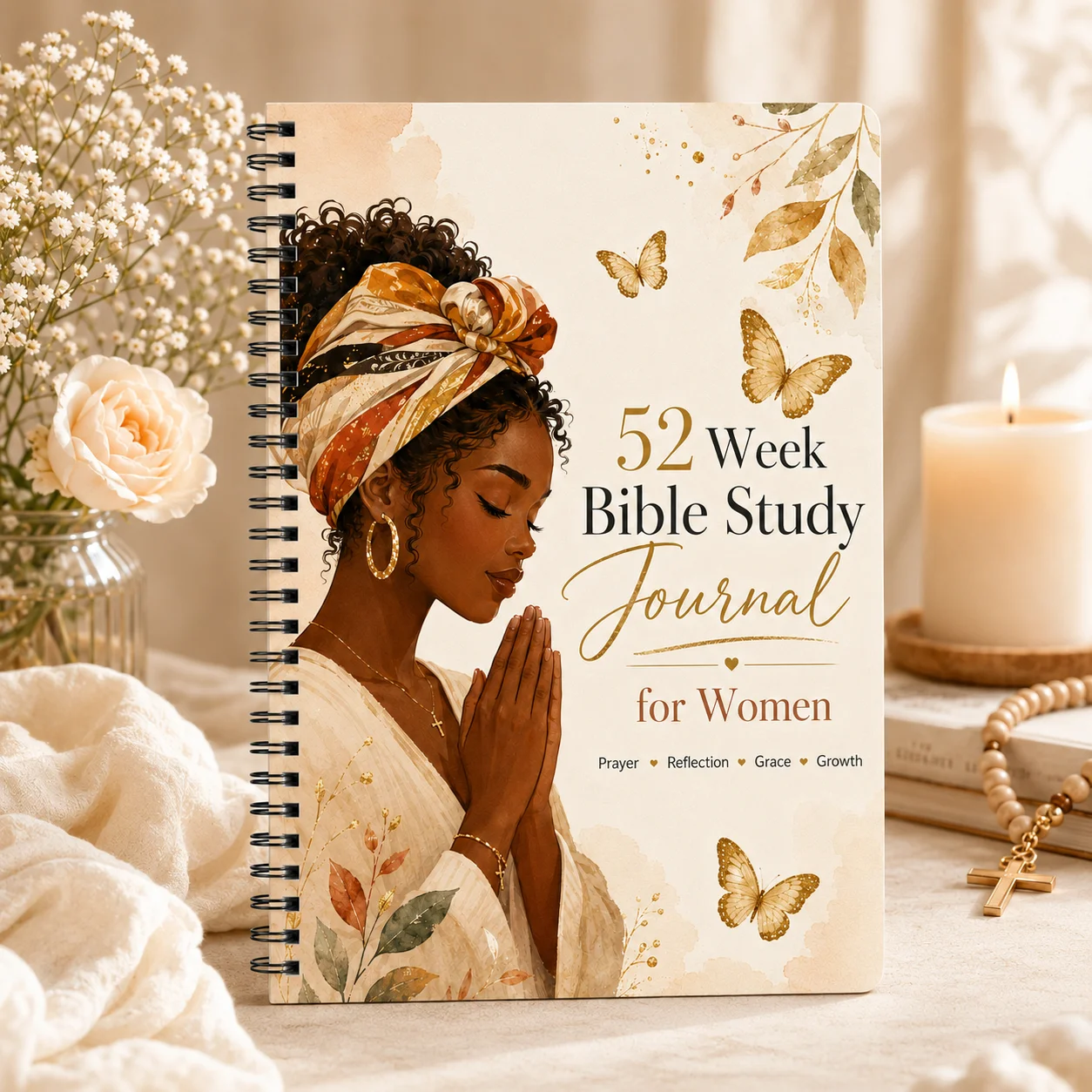 Women Faith Reflection Journal A5 Spiral Prayer Notebook 52 Week Scripture Study Devotional Gift