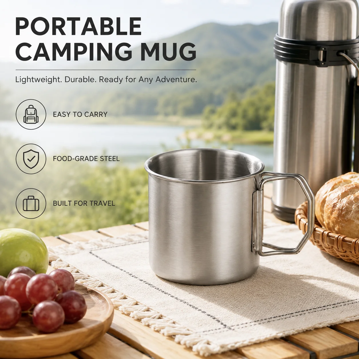 Lightweight Foldable Camping Cup Set, 304 Stainless Steel Stackable Drinkware for Picnic Hiking Backpacking