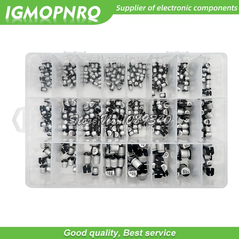 1uF~1000uF 6.3V-50V 400PCS 24Value SMD Aluminum Electrolytic Capacitors Assortment Kit + Box igmopnrq