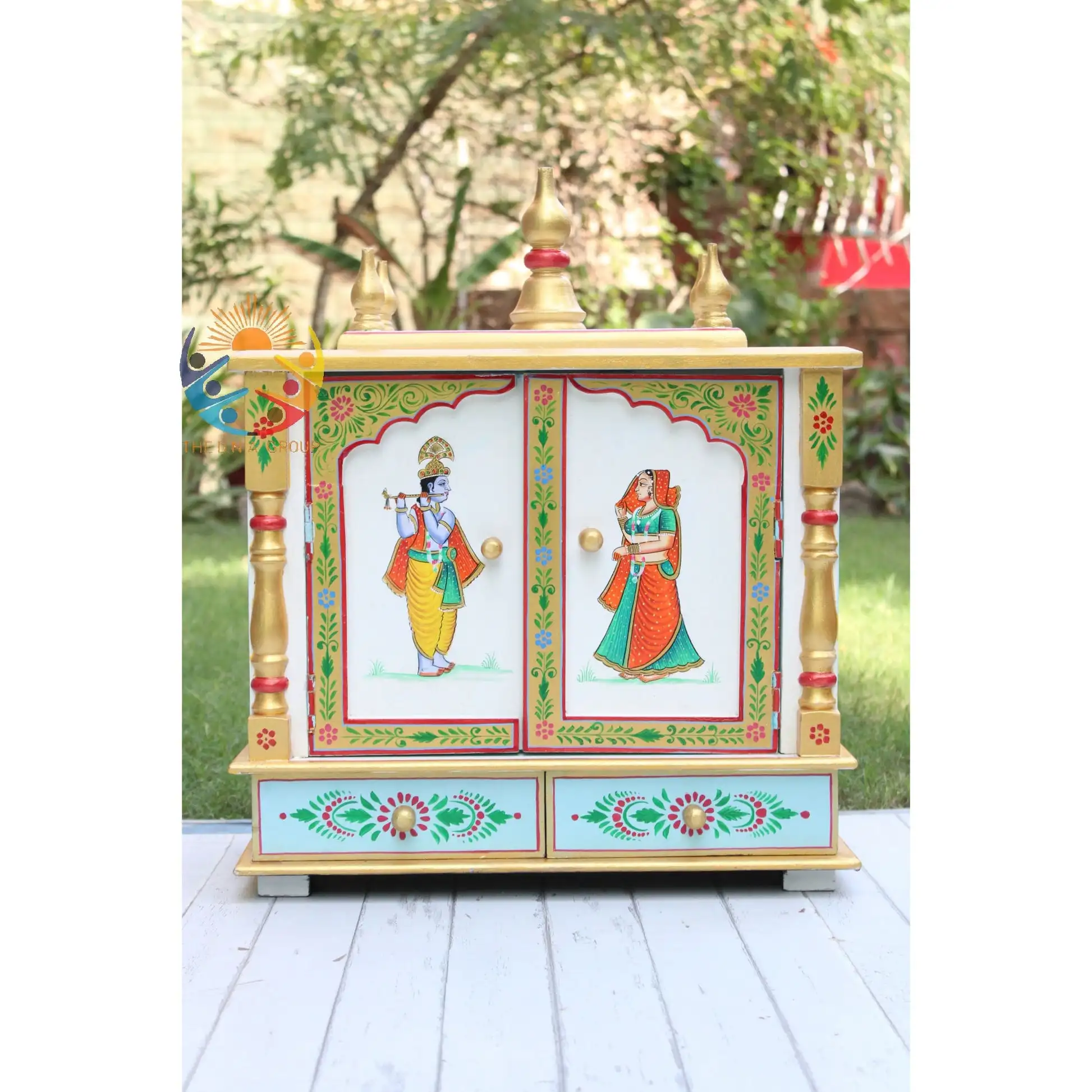 Embossed Wooden Temple Handmade Hand Painted Temple Spiritual Decoration