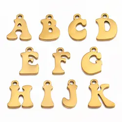 5Pcs Initial Charms 18K PVD Plated Stainless Steel 26 Letter A-Z Alphabet Pendant DIY Jewelry Accessories for Bracelet Necklace