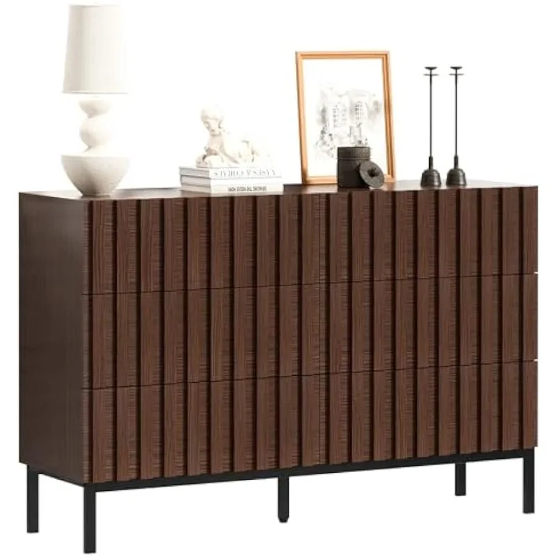 

Современный комод середины века, комод из натурального дерева, комод с 6 ящиками и металлической подставкой, комод для хранения вещей