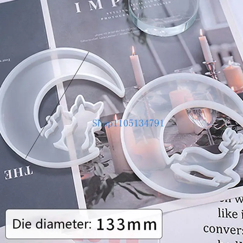 98 كم الأشعة فوق البنفسجية راتنجات الكريستال الحرف الايبوكسي الحرف صب قالب المجوهرات المصنوعة يدويًا قالب حيوان قمر القمر.