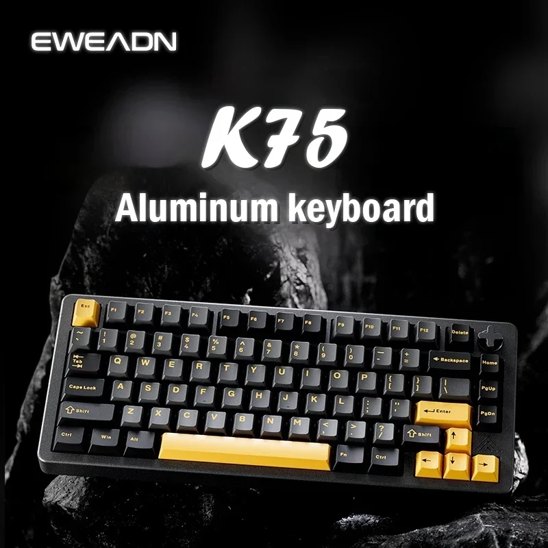 EWEADN K75 Mechanical Keyboard HIFI Sound RGB Backlight 75% Custom Hot-Swap 6063 Aluminum CNC Carving Case Gaming Keyboard Gifts