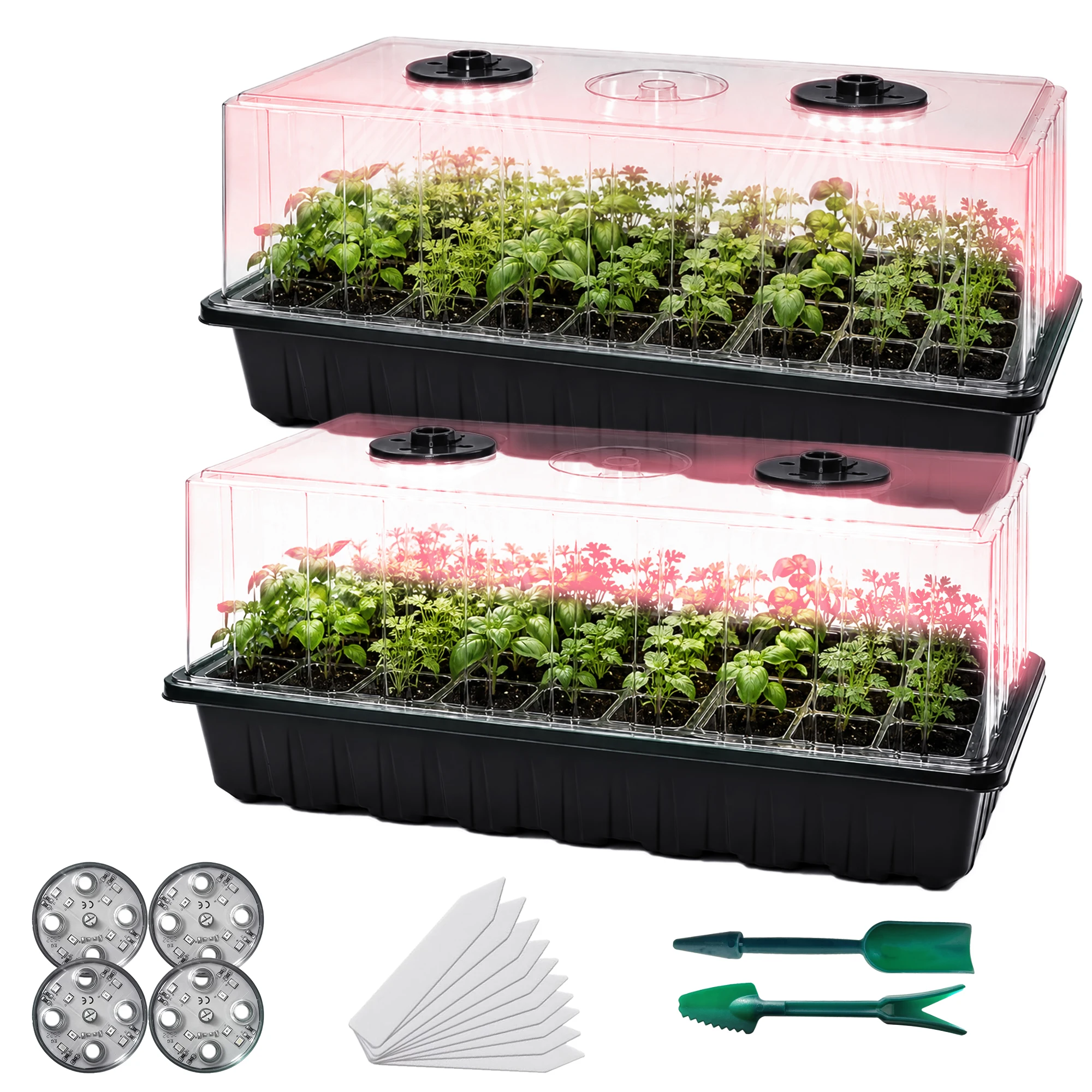 36-Cell Seed Starter Tray with Full Spectrum 8-LED Grow Light,Smart Timer 3Modes,Adjustable Humidity Dome,Indoor Germination Kit