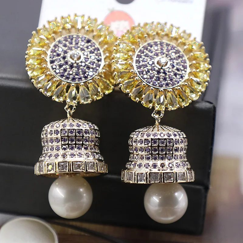 

Bilincolor Zircon Bell Earrings For Women