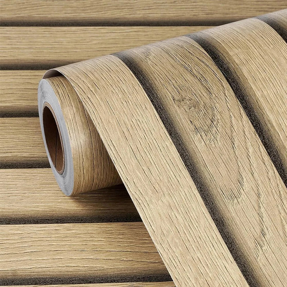 Home Improvement 45cm X 5m PVC Fake Wood Grain Wall Renovation Self-Adhesive Stickers 45cm X 5m Hassle-Free Installation