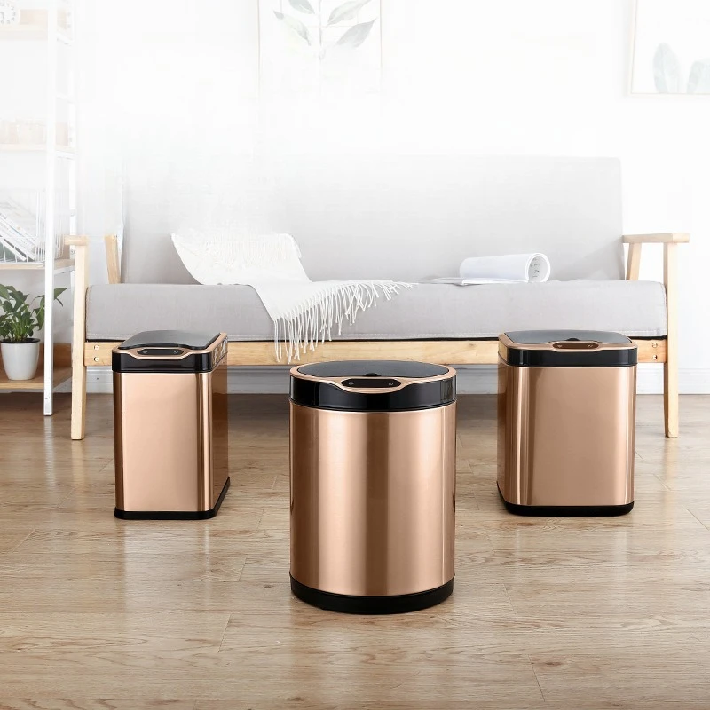 

Stainless steel automatic intelligent induction trash can kick touch bucket free pedal living room kitchen