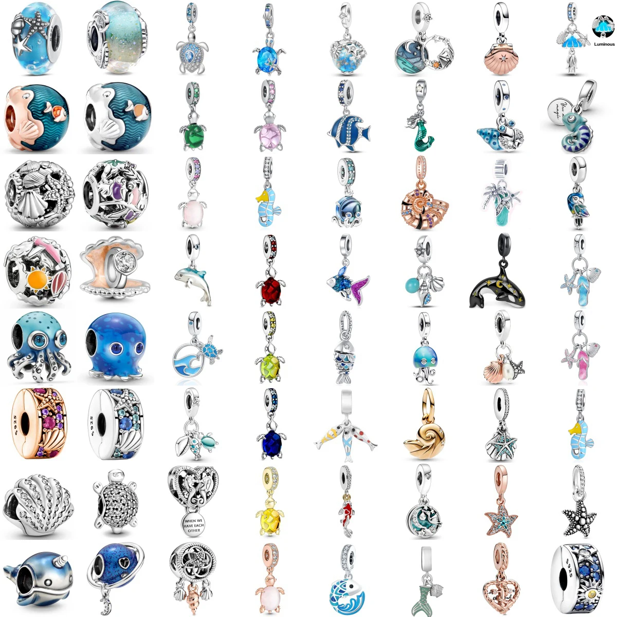 

Best 925 Sterlling Silver Murano Glass Turtle Jellyfish Whale Charm Pendant Fit Original Bracelet DIY Women Jewelry Accessories