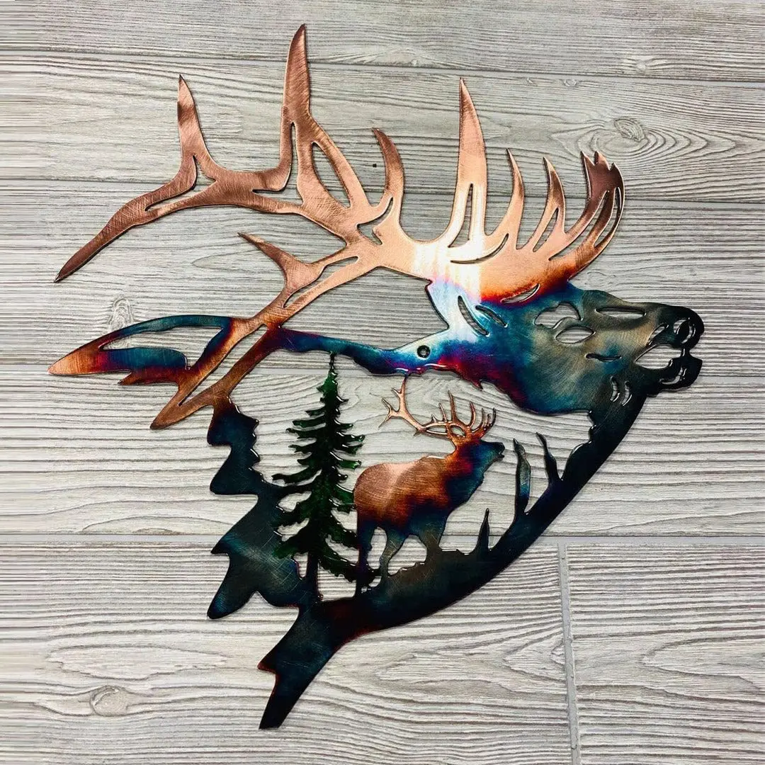 

Metal Elk Deer Wall Decor Metal Elk Deer Hanging Sculpture Silhouette Art Creative Iron Wall Decoration Wall Hanging