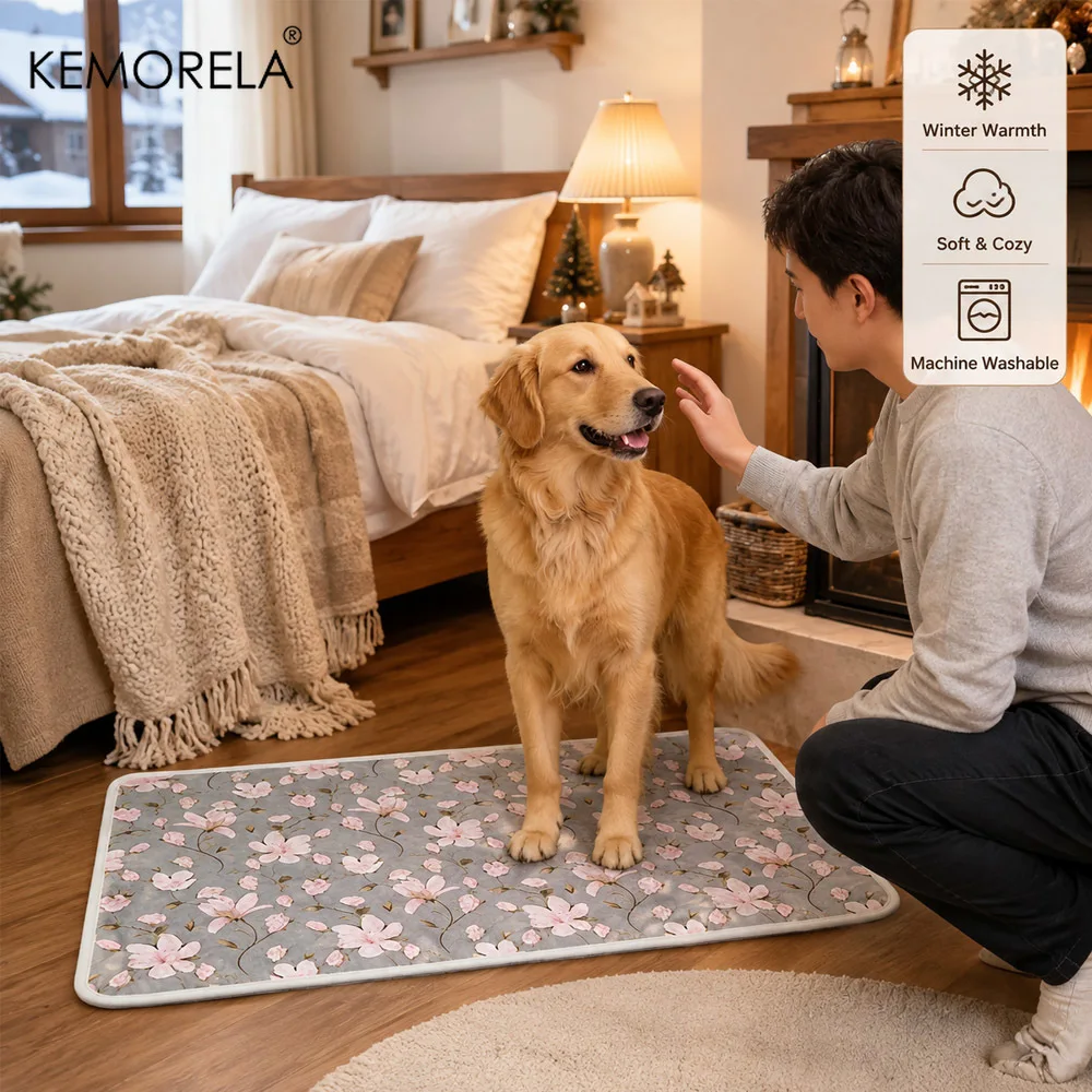 4 Stück Waschbare Hundewindelunterlagen, Winter-Warm, Wiederverwendbare Haustier-Trainingsmatten, Weiche Gemütliche Welpenbettunterlagen für Käfigboden, Sofa, Autositz – Detail 3