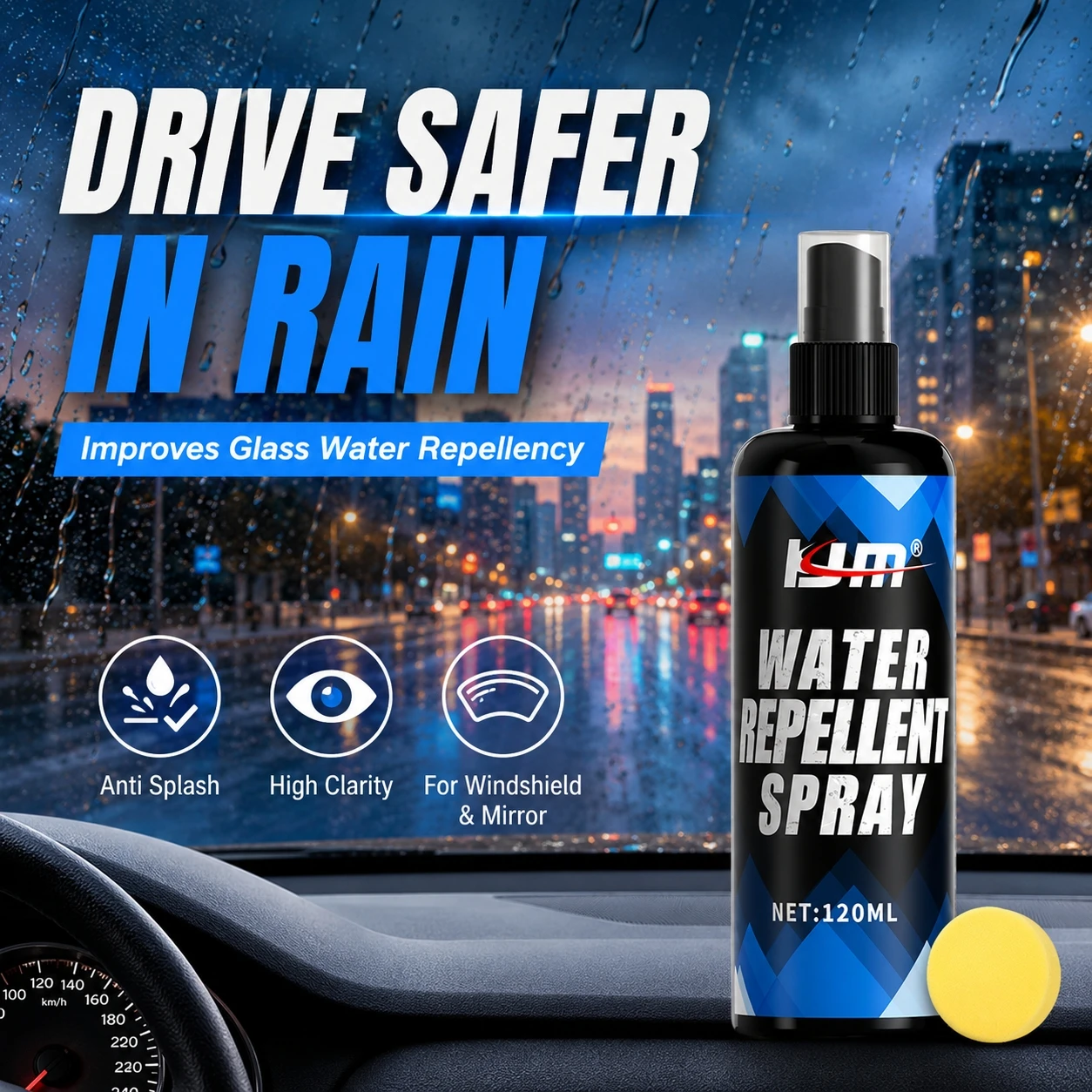Glass Hydrophobic Coating Spray Rain Repellent Automotive Antirain Clear View Nano Waterproof Agent Car Care Detail