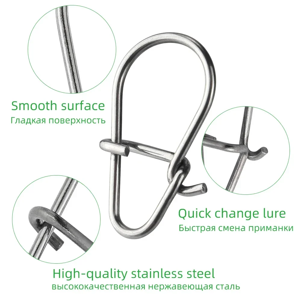 DNDYUJU 100pcs 000#-3# Fishing Nice Hooked Snap Pin 304 Stainless Steel Fishing Barrel Swivel Lure Connector Accessories Pesca