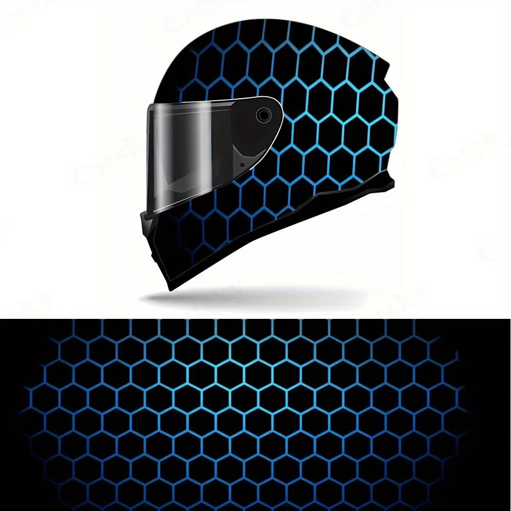 

Blue Black Honeycomb Motorcycle Helmet Sticker - Waterproof and Scratch Resistant Self-adhesive PVC Sheet with Tech Blue and Bla
