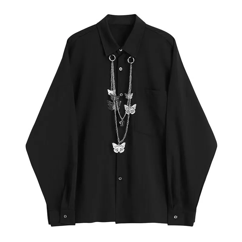 ARENS Techwear Black Gothic Blouses Vintage Casual Streetwear Harajuku Shirt Spring Autumn Oversized Asymmetrical Top Punk