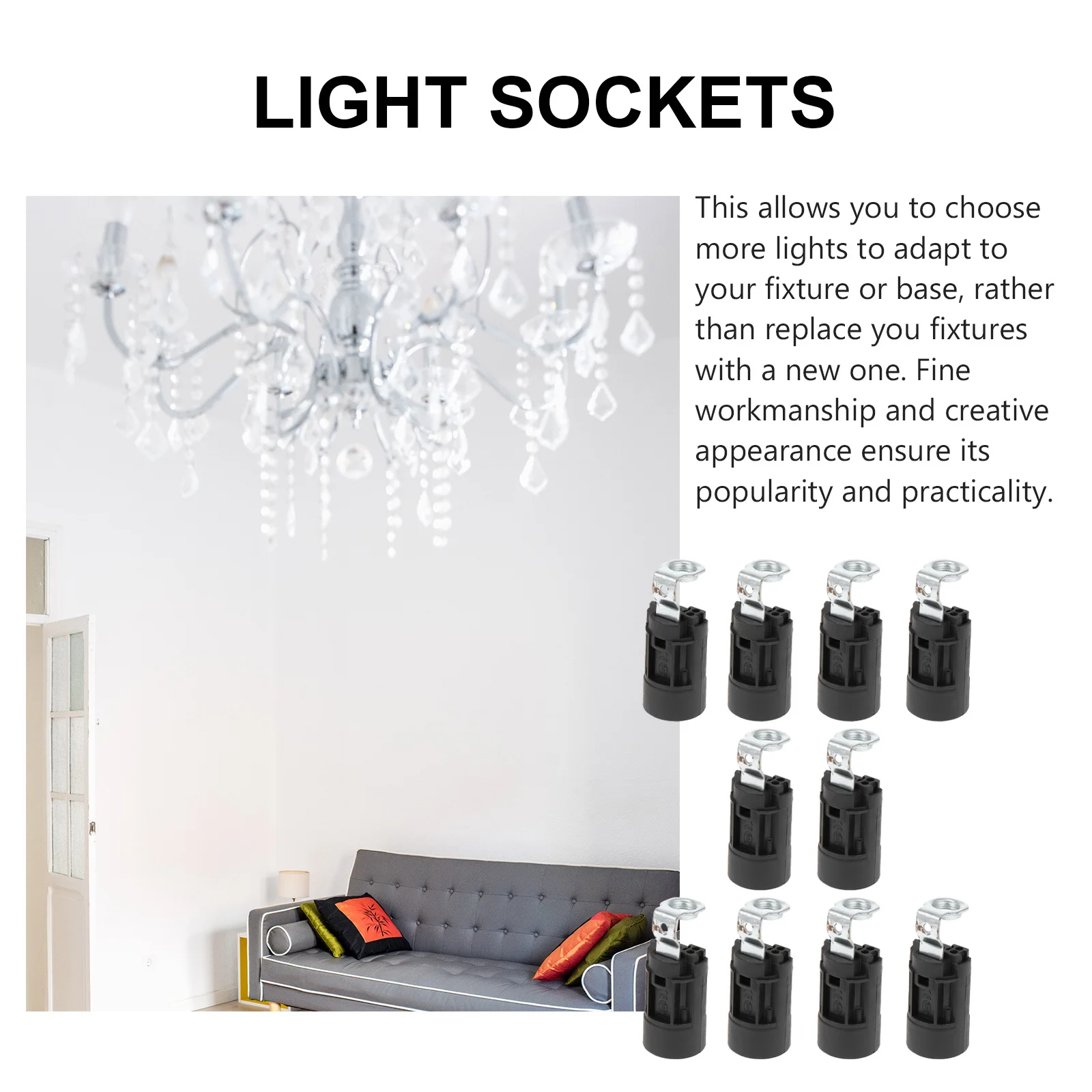 

10pcs E14 Lamp Holder Base Socket Adapter for Light Bulb Candelabra Fixture Lighting Conversion Kit Accessories