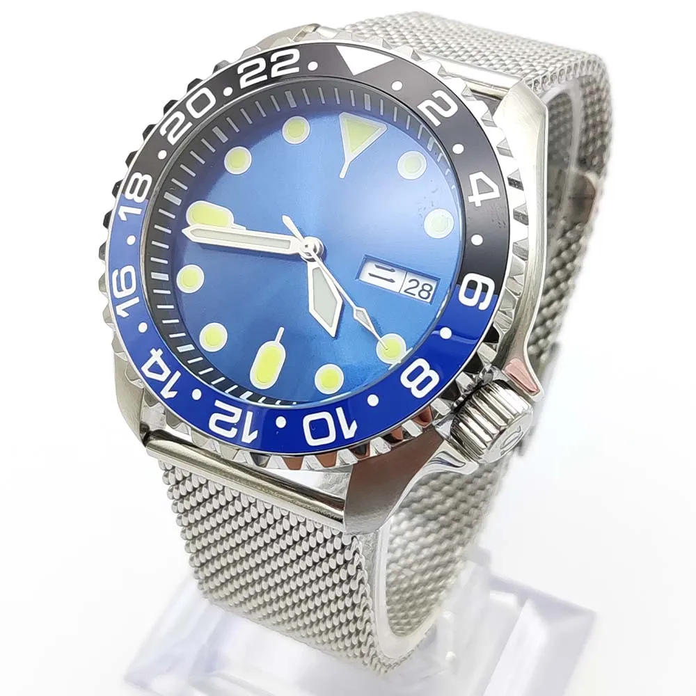 41mm NH36 Movement Automatic Date Sapphire Glass Mechanical Men's Watch Single Rotating Bezel Colour Blocked Ceramic Men's Watch