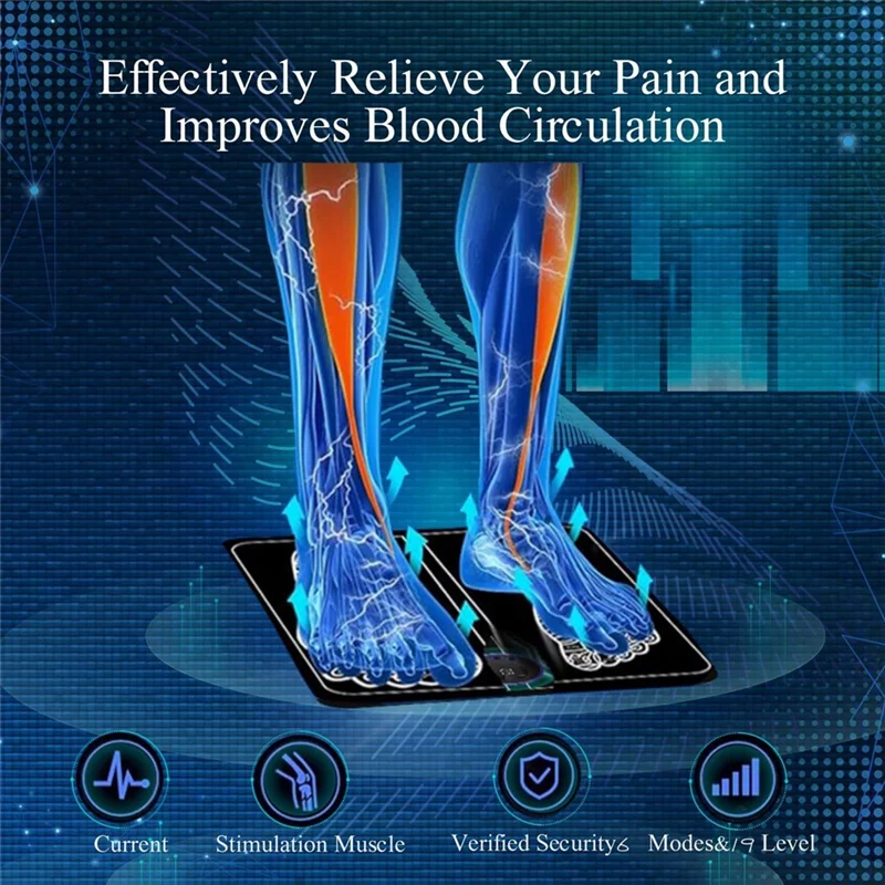 EMS-Fußmassagegerät, faltbar, für Füße und Waden, Akupunkt-Massagematte für Muskeln, Entspannung, Schmerzlinderung, 8 Modi und 29 Intensität, langlebig, B