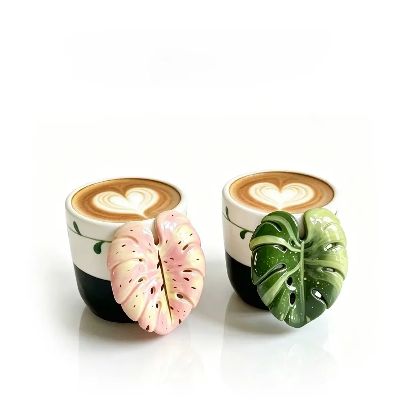 Nordic 3D Leaf Ceramic Mug Modern Art Leaf Latte and Tea Cup Exquisite Couple Tea Cup Office Mug Birthday Gift Table Decoration
