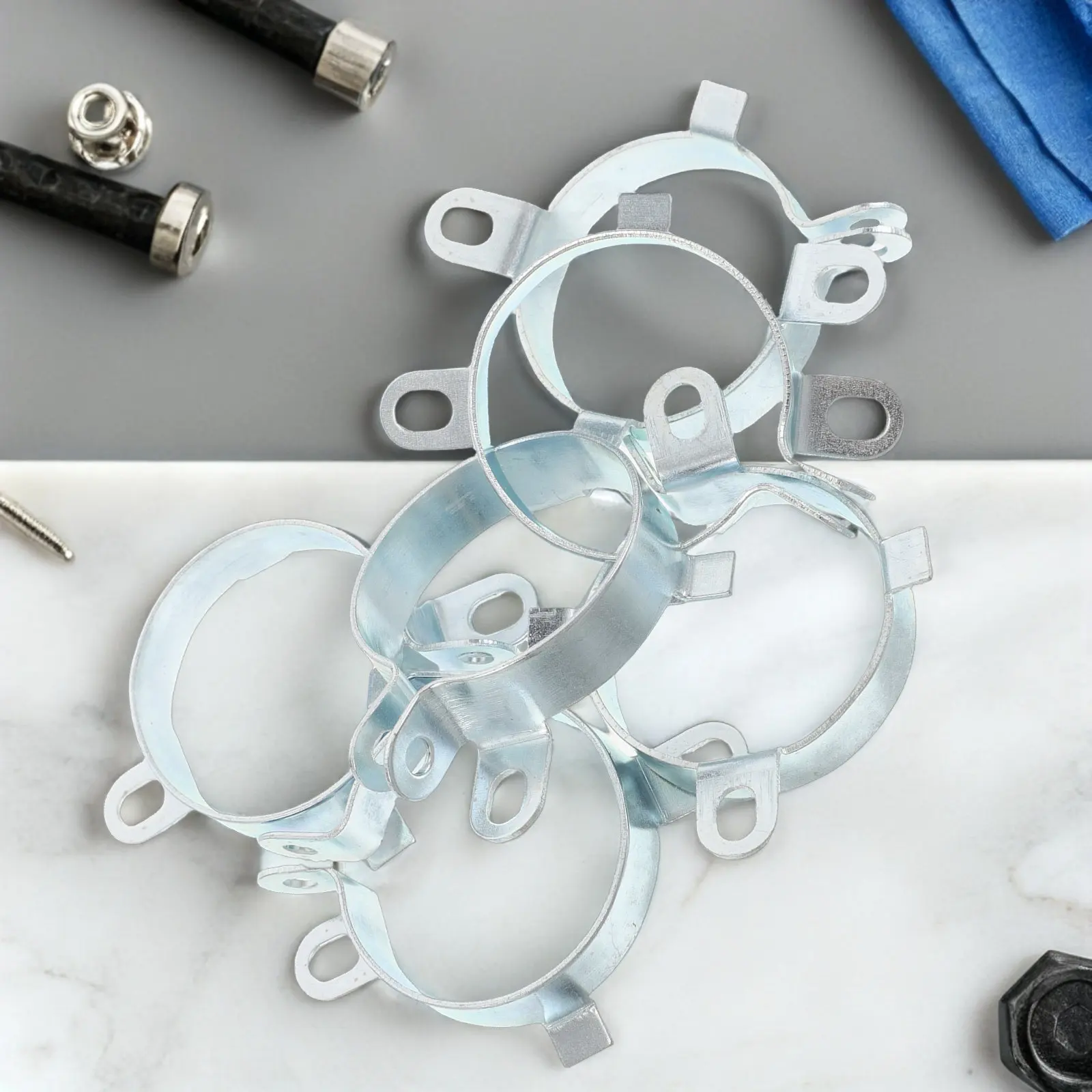 6Pcs Electrolytic Capacitor Retaining Clamp Metal Mounting Bracket 35Mm Dual Hole Fixing Clip for Stable Audio Electronics Pcb