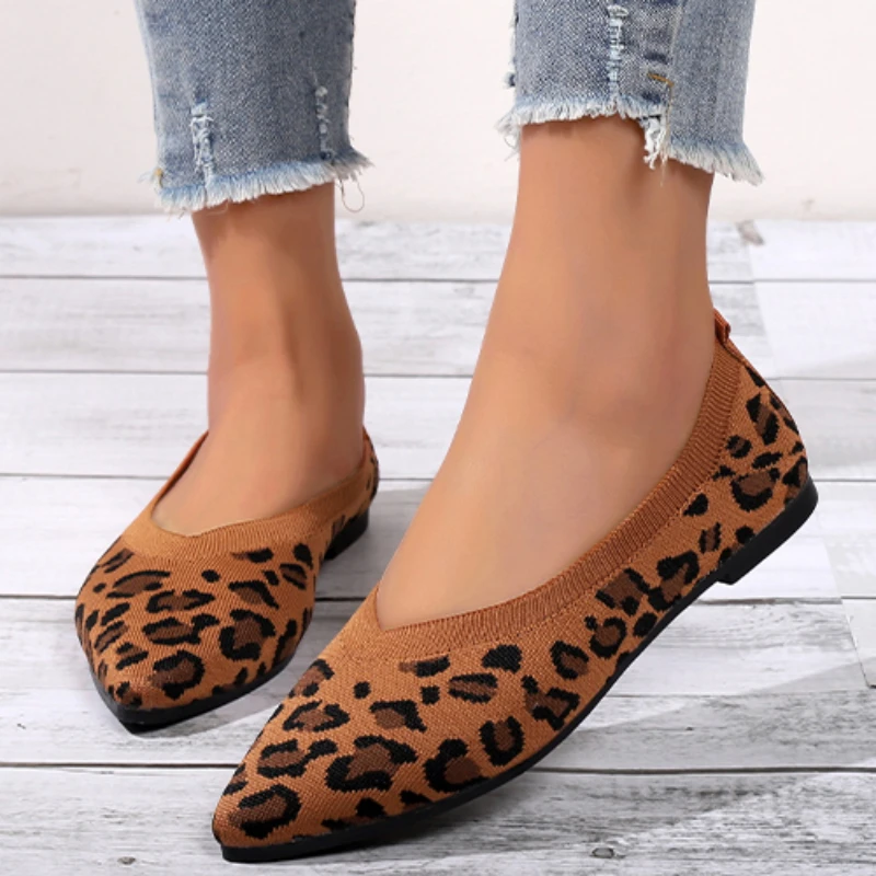 

Trend Elegant Houndstooth Ballet Flats Woman Point Toe Mesh Moccasins Ladies Leopard Loafers Soft Driving Shoes Sneakers Women