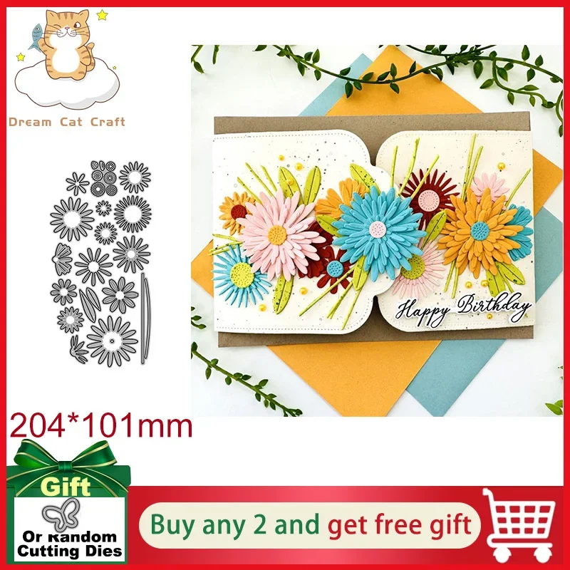 Daisies Bloom Flower Metal Cutting Dies Scrapbooking Photo Album Embossing Paper Card Making Decor Die Nouveau Arrivage 2024 New