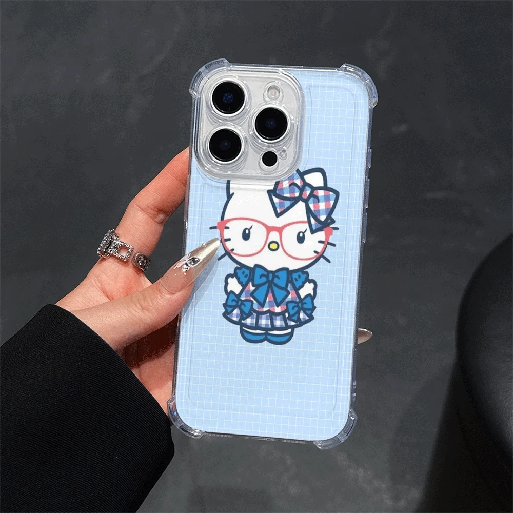 

Прозрачный чехол для телефона Sanrio KT для IPhone 16 Pro Max IPhone 16/15/14/13/12/11/x/xs/xs Max, женские чехлы для мобильных телефонов, подарок Hello Kitty