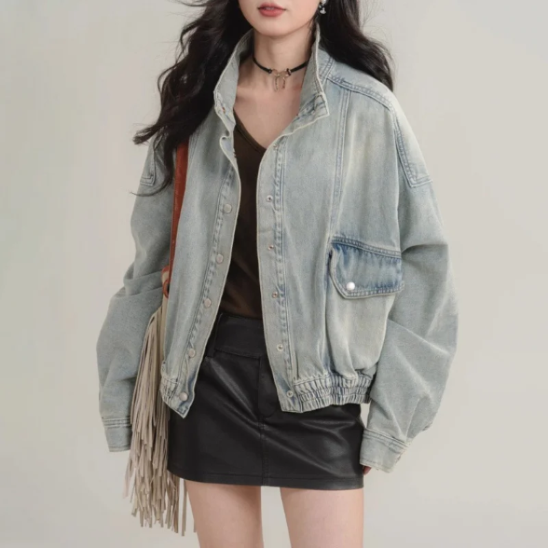 

American Style Washed Vintage Lapel Women, Autumn And Winter New Niche Design, Loose Fit, Slimming, Versatile