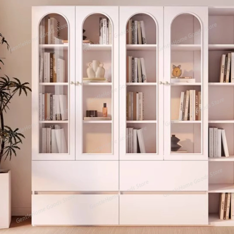 

Integrated French Bookcase Glass Door Details Cream Bookshelf Medieval Grandeur Living Room Furniture Bucherschrank XY40SJ
