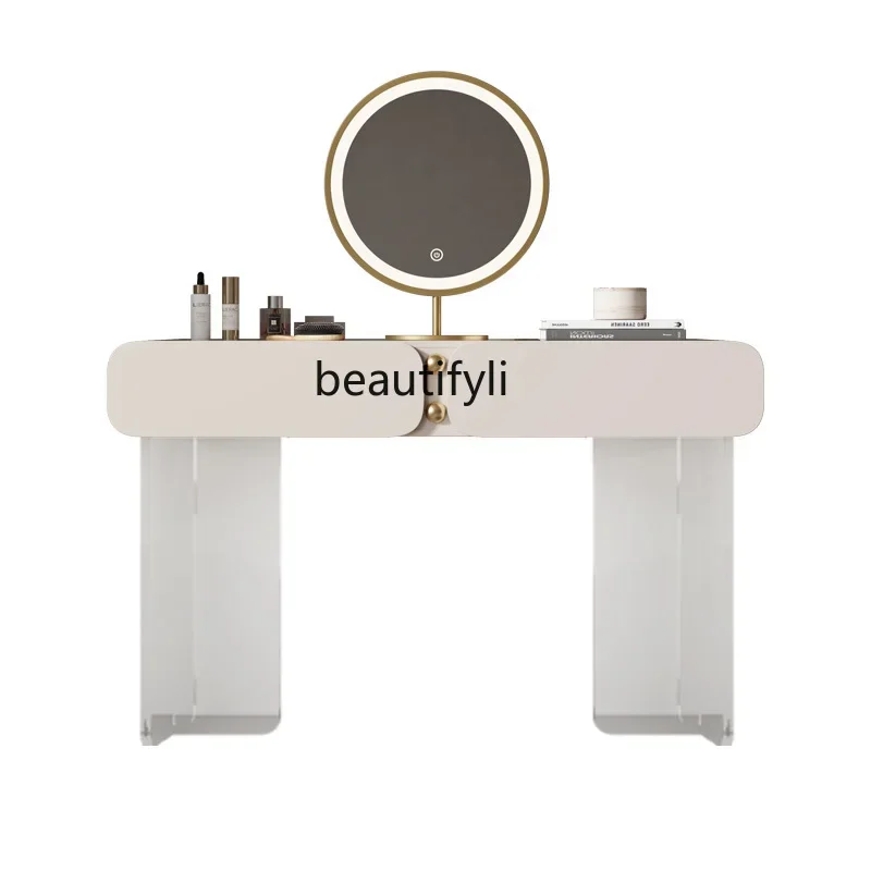 

Cream wind suspension dresser bedroom household modern light luxury paint dressing table advanced acrylic