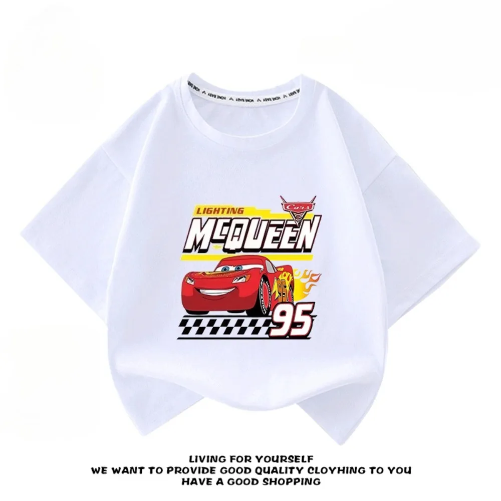

Summer Disney Cars Lightning McQueen Clothes Cotton Parent-Child Clothing Boys and Girls Short Sleeve T-Shirt Summer Clothing