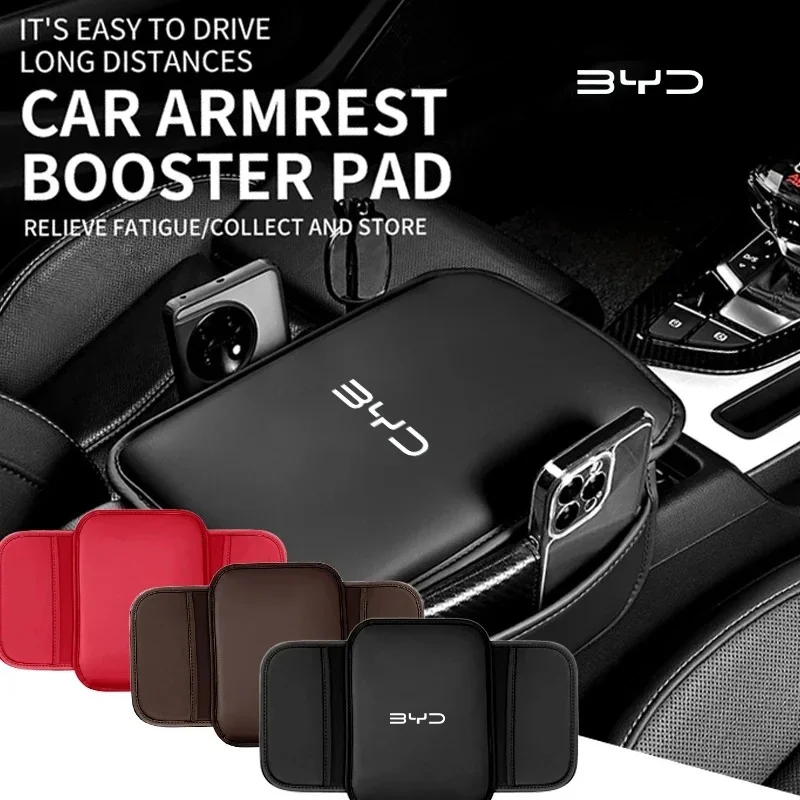 Center Console Arm Rest Protector Leather Car Armrest Box Pad Storage Pocket for BYD ATTO 3 SONG SEALU TANG Dolphin PLUS DM-i EV