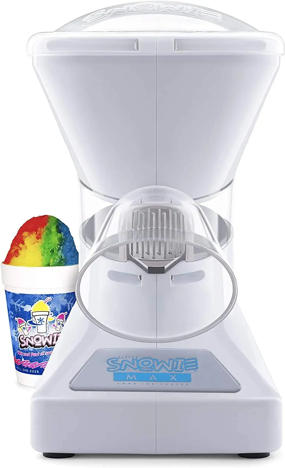 SNOWIE - Little Snowie Max Snow Cone Machine - Premium Shaved Ice Maker, with Powder Sticks Syrup Mix, 6-Stick Kit, White