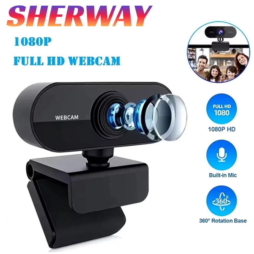 Computer USB Webcam 1080P Full HD Mini Web Camera PC Cam Built in mic Support Desktop Laptop for Live Video Call Conference