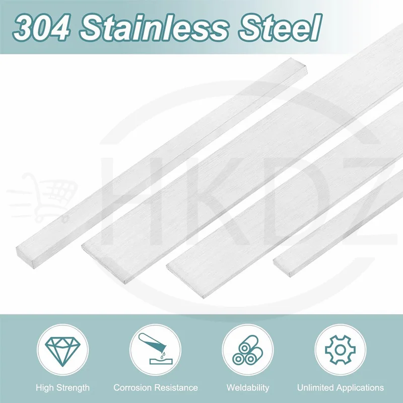 1PCS 304 Stainless Steel Flat Bar Rod Thickess 3mm 4mm 5mm 6mm 8mm 10mm 15mm 20mm Length 100mm 200mm 300mm 500mm