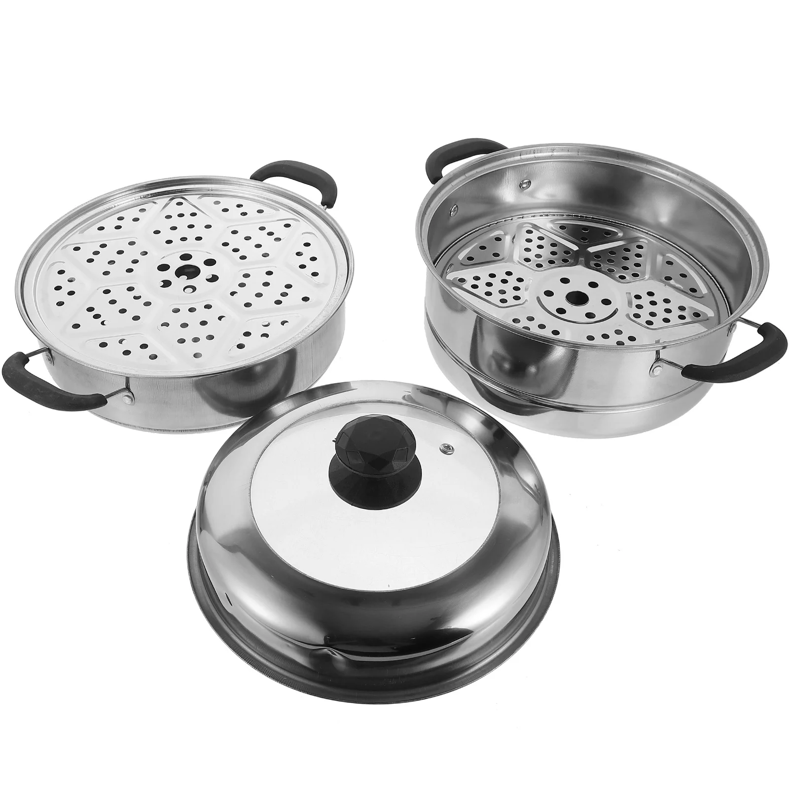 

Steamer Cookware Pot Stainless Steel Soup Three Layer Stockpot for Home Convenient Kitchen
