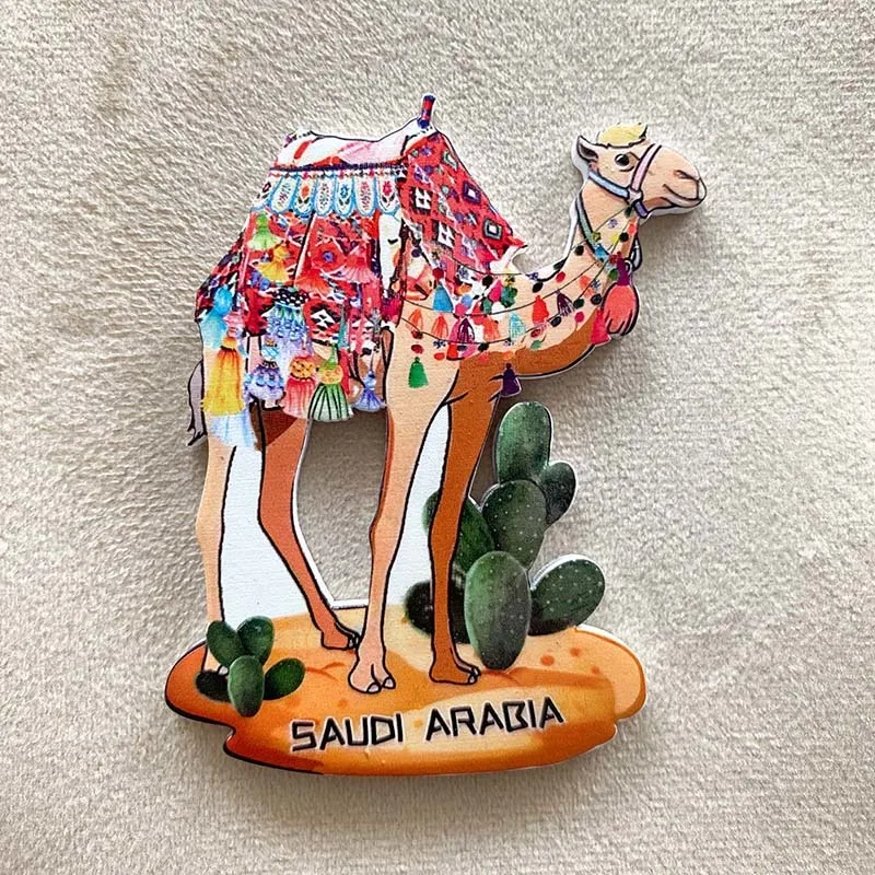 

Saudi Arabia Fridge Magnets High Aesthetic Office Round Magnetic Home Nordic Personality Creative City Architecture Hand Painted