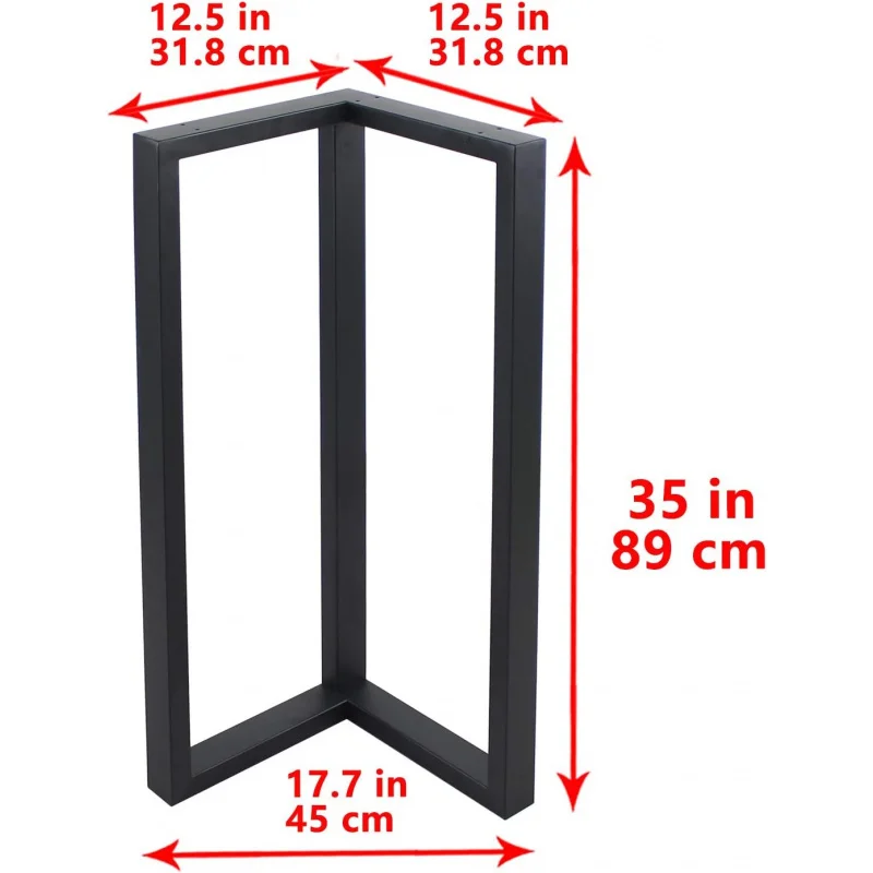 Furniture Legs 35”Height 17.”Wide Rustic Decory Right Angle Shape Table Legs,Heavy Duty Metal Desk Legs,Dining Table Legs,Indu