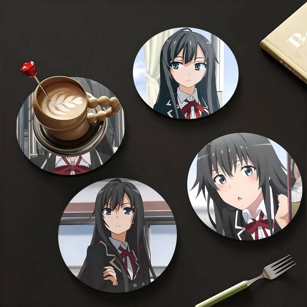 1pc Yukino Yukinoshita Anime Characters Wooden Coaster Colour Printing Cup Mat Home Desk Decoration Gifts