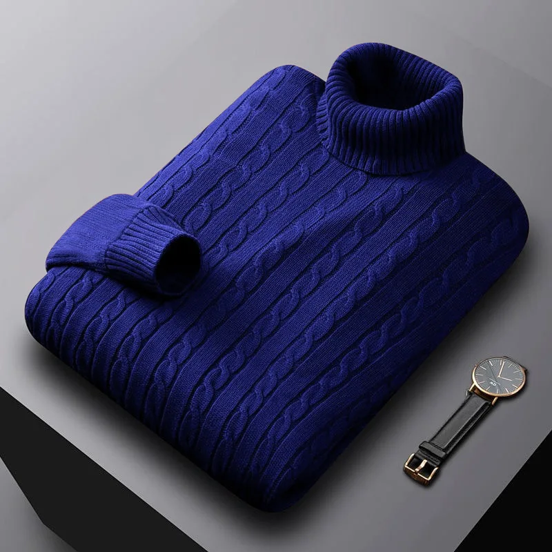 

Autumn Winter Men's Turtleneck Sweater Men's Knitting Pullovers Rollneck Knitted Sweater Warm Men Jumper Slim Fit Casual Sweater