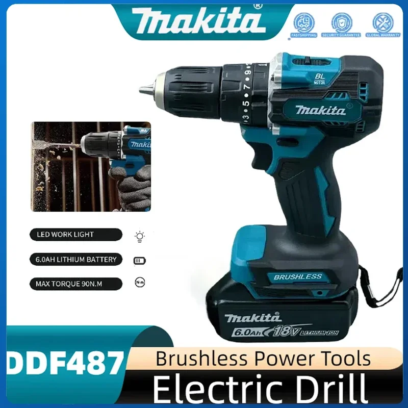 

Makita DDF487 Бесщеточная литиевая электрическая аккумуляторная ударная дрель с большим крутящим моментом для батареи 18 В