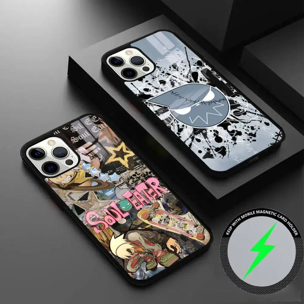 

S-Soul E-Eater Anime Phone Case For IPhone 16 15 14 13 12 11 Pro Max Plus Mini Magsafe Mirror Wireless Magnetic Cover