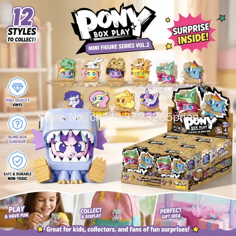 Original Kayou My Little Pony Mini Click Figure V2 Series Blind Box Cardboard Box Adventure Collect Cute Figure Desk Decor Gift