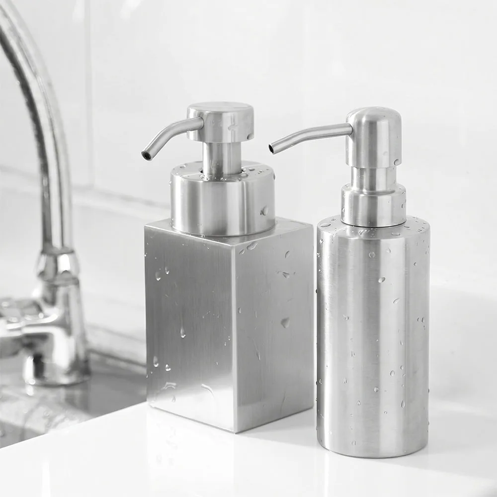 Foaming Soap Dispenser Bottle Stainless Steel Shower Gel Shampoo Dispenser with PP Pump Head for Bathroom Kitchen Laundry Room