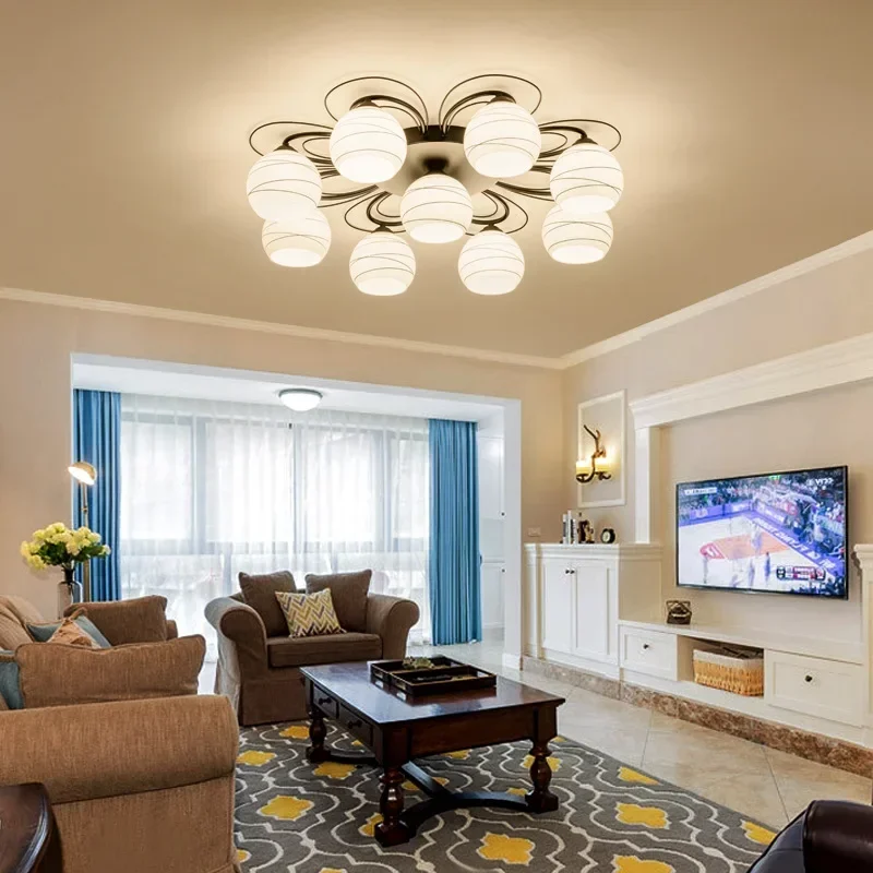 Nordic Modern Simple Living Room Bedroom Ceiling Lamp LED Restaurant Chandelier American Hotel Study  Aisle 